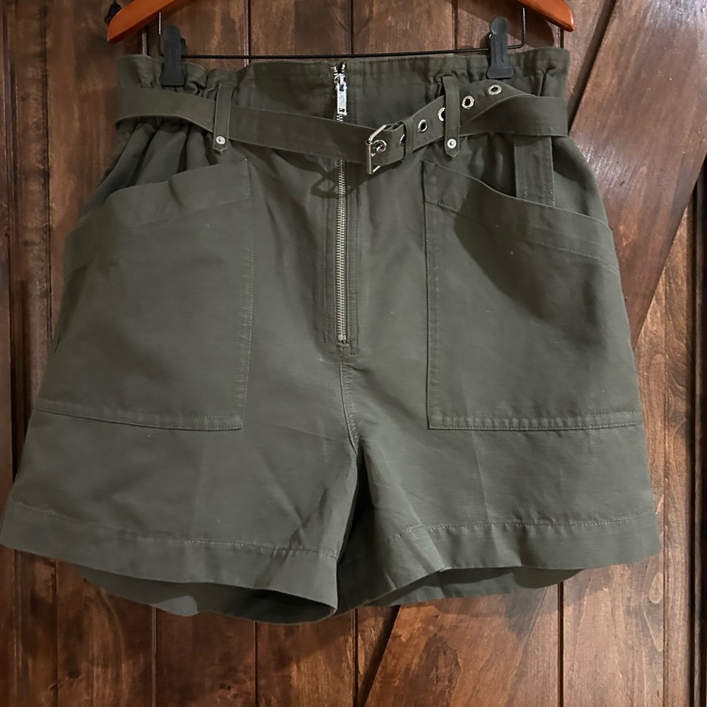Banana Republic Olive Green High Waist Paperbag Shorts with Belt